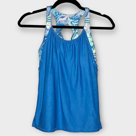 IVIVVA Lululemon dual layered blue tank built in shelf bra size 12 - Picture 1 of 4